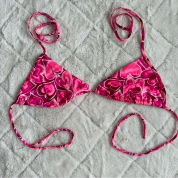 Victoria's Secret | Vintage Hearts Triangle Tie Bikini Set | Size Large - Picture 3 of 10